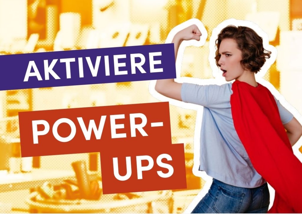 Claim: Aktiviere Power-Ups Werbepostkarte des Kultusministeriums